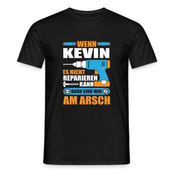 KEVIN Name Geschenk Reparatur reparieren - Männer T-Shirt - Schwarz - Vorne - AI Model Male 178 light (178cm)