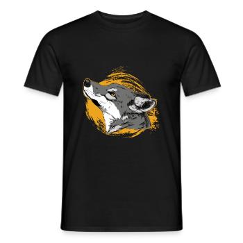 Wolf | Moon | Howl | full moon - Men's T-Shirt - black - Front - AI Model Male 178 light (178cm)