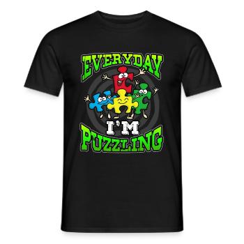 Puzzle Jigsaw Puzzle - Men's T-Shirt - black - Front - AI Model Male 178 light (178cm)