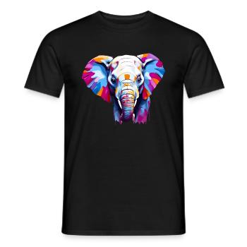Beautiful elephant head. Vibrant elephant portrait - Men's T-Shirt - black - Front - AI Model Male 178 light (178cm)