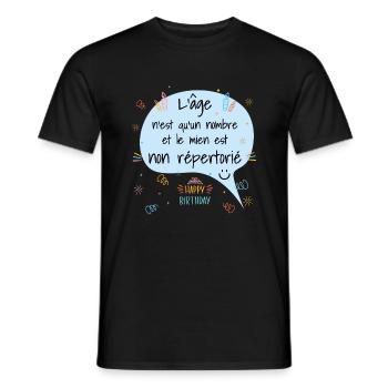T-Shirt Anniversaire Amusant - T-shirt homme - noir - Devant - AI Model Male 178 light (178cm)
