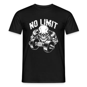 Bodybuilding Skull Workout and No Limit - Men's T-Shirt - black - Front - AI Model Male 178 light (178cm)