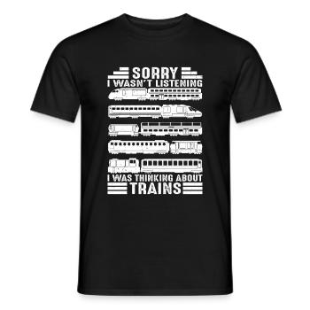 Je pensais aux trains Chemin de fer - T-shirt homme - noir - Devant - AI Model Male 178 light (178cm)