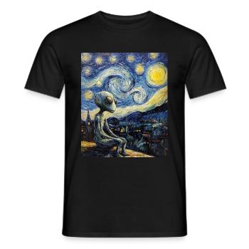 Alien nuit étoilée style van gogh - T-shirt homme - noir - Devant - AI Model Male 178 light (178cm)