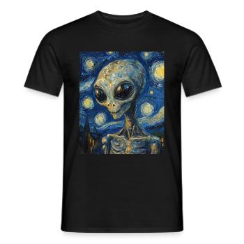 Alien nuit étoilée style van gogh - T-shirt homme - noir - Devant - AI Model Male 178 light (178cm)