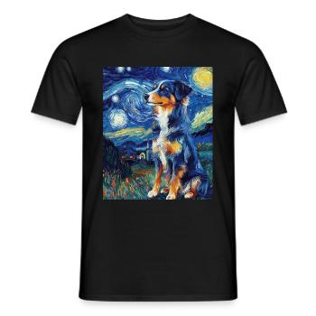 Berger Australien Chien nuit étoilée van gogh - T-shirt homme - noir - Devant - AI Model Male 178 light (178cm)