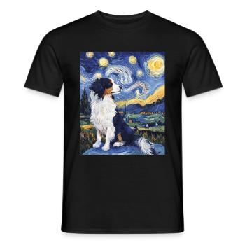 Berger Australien Chien nuit étoilée van gogh - T-shirt homme - noir - Devant - AI Model Male 178 light (178cm)