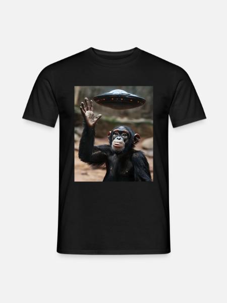Schimpanse Affe UFO - Männer T-Shirt - Schwarz