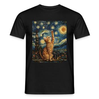 Katze Van Gogh Style - Männer T-Shirt - Schwarz - Vorne - AI Model Male 178 light (178cm)