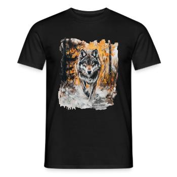 Wolf Forest Art - Men's T-Shirt - black - Front - AI Model Male 178 light (178cm)