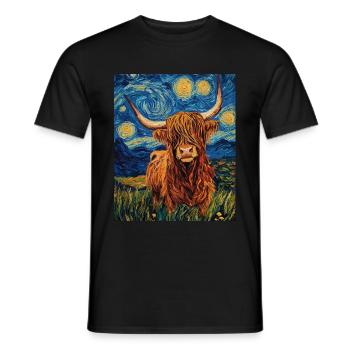 Highland Cow - Men's T-Shirt - black - Front - AI Model Male 178 light (178cm)