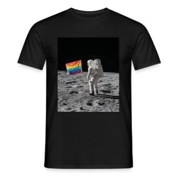 Drapeau arc-en-ciel de la fierté des astronautes - T-shirt homme - noir - Devant - AI Model Male 178 light (178cm)