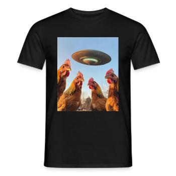 Hühner Selfie UFOs - Männer T-Shirt - Schwarz - Vorne - AI Model Male 178 light (178cm)