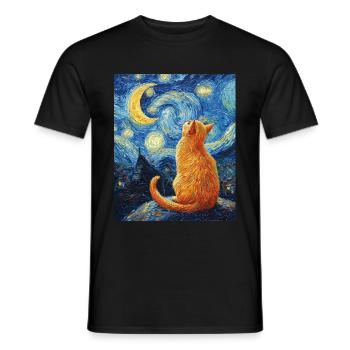 Katze Van Gogh Style - Männer T-Shirt - Schwarz - Vorne - AI Model Male 178 light (178cm)