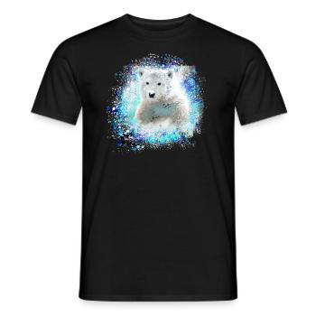 polar bear, graffiti, blue, painting,bear - Men's T-Shirt - black - Front - AI Model Male 178 light (178cm)