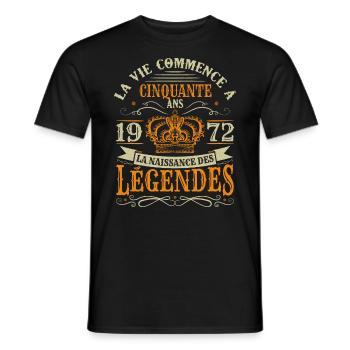 50 ans Anniversaire Humour Naissance 1972 Cadeau - T-shirt homme - noir - Devant - AI Model Male 178 light (178cm)