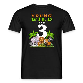 3ème anniversaire pour trois ans enfants dinosaures - T-shirt homme - noir - Devant - AI Model Male 178 light (178cm)