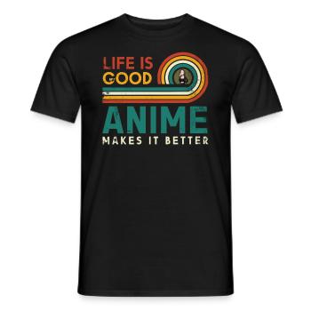 Das Leben Ist Gut Anime Macht Es Besser Für Die - Männer T-Shirt - Schwarz - Vorne - AI Model Male 178 light (178cm)