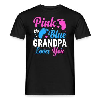 Pink or Blue Grandpa Loves You Gender - Men's T-Shirt - black - Front - AI Model Male 178 light (178cm)