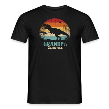 Grandpasaurus Retro Sunset Design For Grandfather - Men's T-Shirt - black - Front - AI Model Male 178 light (178cm)