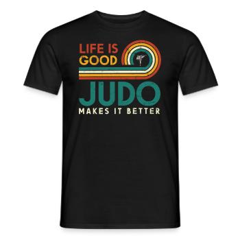Life is good, judo makes it better - Men's T-Shirt - black - Front - AI Model Male 178 light (178cm)
