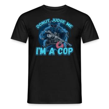 Conception de la ligne bleue pour un agent de police - T-shirt homme - noir - Devant - AI Model Male 178 light (178cm)