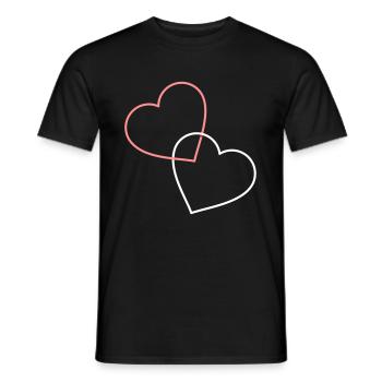 Zwei Herzformen - miteinander verbunden - Männer T-Shirt - Schwarz - Vorne - AI Model Male 178 light (178cm)