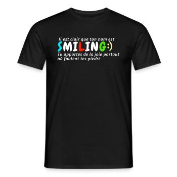 Ton nom est Smiling - T-shirt homme - noir - Devant - AI Model Male 178 light (178cm)