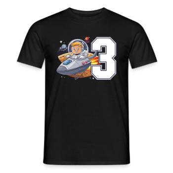 3rd Birrdday Astronaut Space Adventure for Boys - Männer T-Shirt - Schwarz - Vorne - AI Model Male 178 light (178cm)