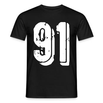 91 number jersey - Men's T-Shirt - black - Front - AI Model Male 178 light (178cm)