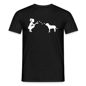Old English Bulldog mit Frau - Männer T-Shirt - Schwarz - Vorne - AI Model Male 178 light (178cm)