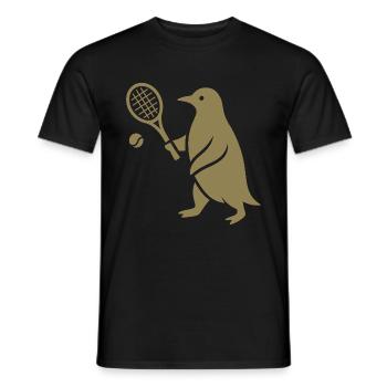 Minimalistischer Pinguin Tennisspieler - Männer T-Shirt - Schwarz - Vorne - AI Model Male 178 light (178cm)