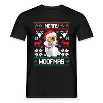 Merry Woofma's Jack Russell Terrier Ugly Sweater - Men's T-Shirt - black - Front - AI Model Male 178 light (178cm)