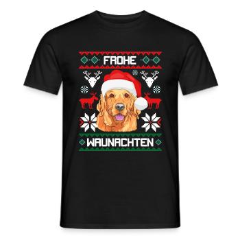 Golden Retriever Merry Waunachten - Men's T-Shirt - black - Front - AI Model Male 178 light (178cm)