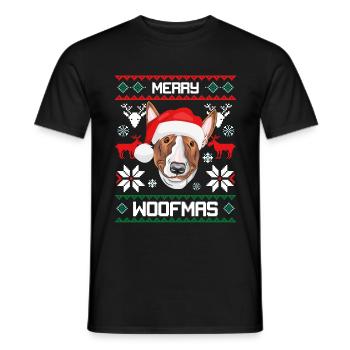 Merry Woofma's Bull Terrier Dog Ugly Sweater - Men's T-Shirt - black - Front - AI Model Male 178 light (178cm)