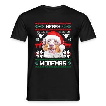 Merry Woofma's Australian Shepherd Dog Ugly Sweater - Men's T-Shirt - black - Front - AI Model Male 178 light (178cm)