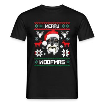 Merry Woofma's Miniature Schnauzer Dog Ugly Sweater - Men's T-Shirt - black - Front - AI Model Male 178 light (178cm)