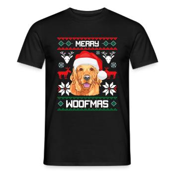 Merry Woofma's Golden Retriever Dog Ugly Sweater - Men's T-Shirt - black - Front - AI Model Male 178 light (178cm)