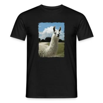 Alpaca, Llama, Cute Animals, Retro, Gift - Men's T-Shirt - black - Front - AI Model Male 178 light (178cm)