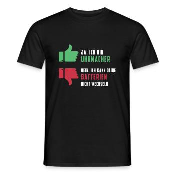 Uhrmacher Spruch Uhr Schmuck Uhr Batterien - Männer T-Shirt - Schwarz - Vorne - AI Model Male 178 light (178cm)