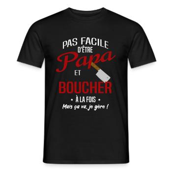 PAPA BOUCHER - T-shirt homme - noir - Devant - AI Model Male 178 light (178cm)