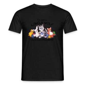 I'm not a lonely wolf I have many friends - Häkeln - Männer T-Shirt - Schwarz - Vorne - AI Model Male 178 light (178cm)