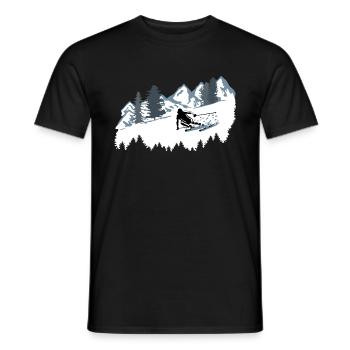 Skiers and mountains - skiing, skiing - Men's T-Shirt - black - Front - AI Model Male 178 light (178cm)