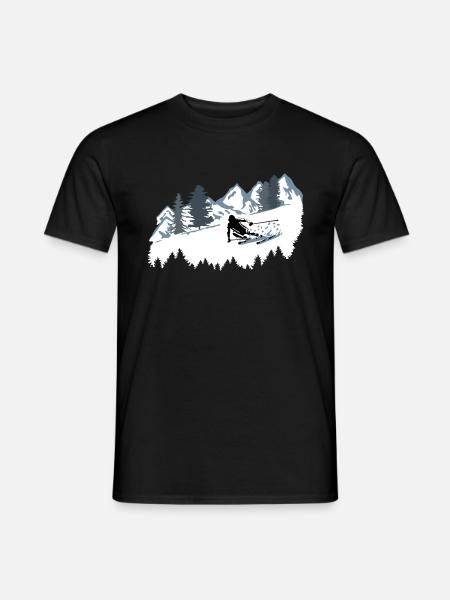 Skifahrer und Berge - Skifahren, Ski - Männer T-Shirt - Schwarz