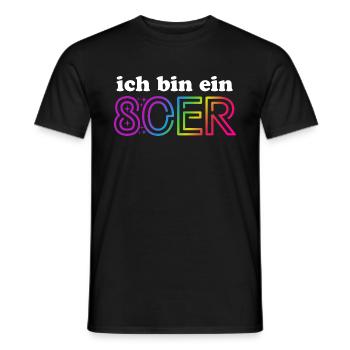 Ich bin ein 80er - bunter Regenbogen - Kostüm - Männer T-Shirt - Schwarz - Vorne - AI Model Male 178 light (178cm)