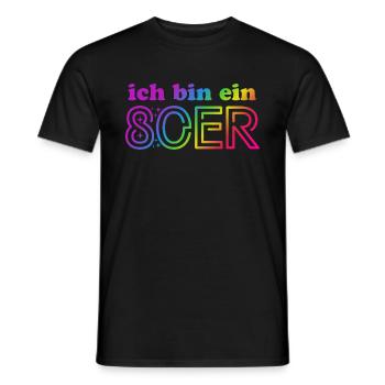 Ich bin ein 80er - bunter Regenbogen - Kostüm - Männer T-Shirt - Schwarz - Vorne - AI Model Male 178 light (178cm)