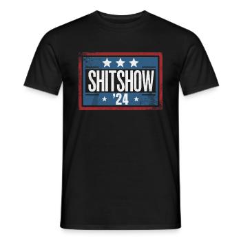 Shitshow 2024 Political Election Parody - Men's T-Shirt - black - Front - AI Model Male 178 light (178cm)
