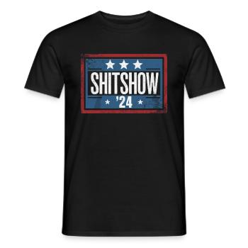 Shitshow 2024 Political Election Parody - Men's T-Shirt - black - Front - AI Model Male 178 light (178cm)