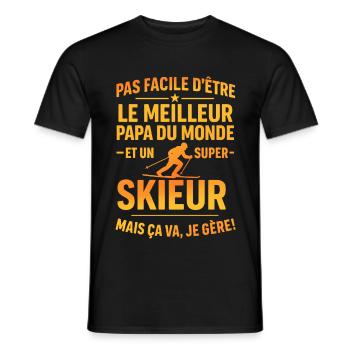 Papa skieur cadeau fête des pères Noël Ski - T-shirt homme - noir - Devant - AI Model Male 178 light (178cm)