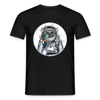 Dog Astronaut French Bulldog Planet Ice Space - Men's T-Shirt - black - Front - AI Model Male 178 light (178cm)